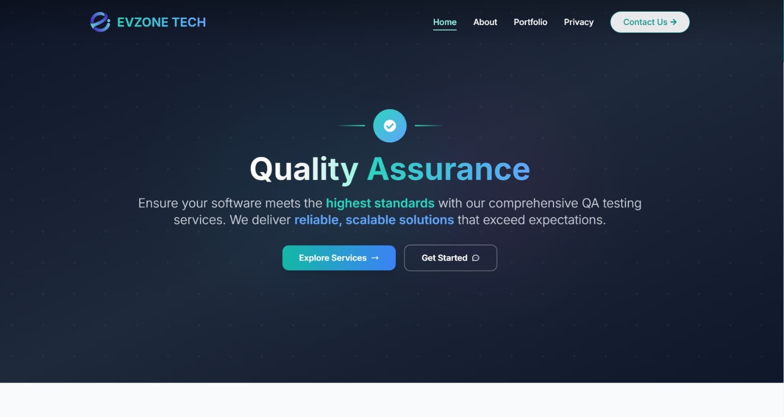 EvZone QA Services Website screenshot